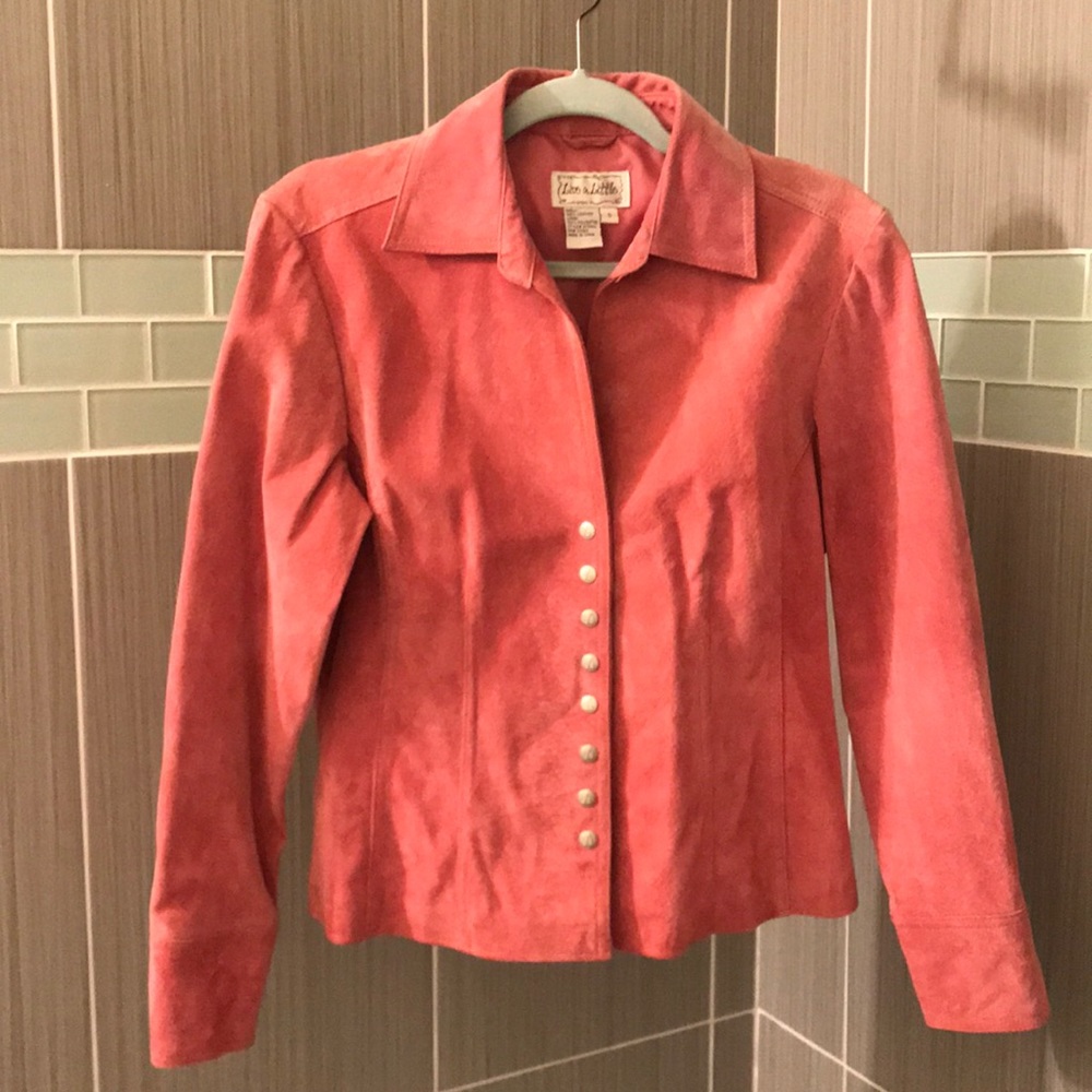 Bright Pink fitted leather jacket